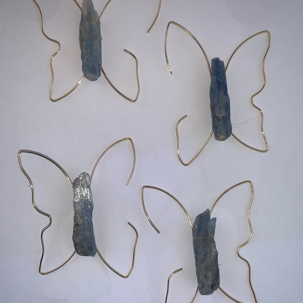 Blue kyanite butterfly earrings